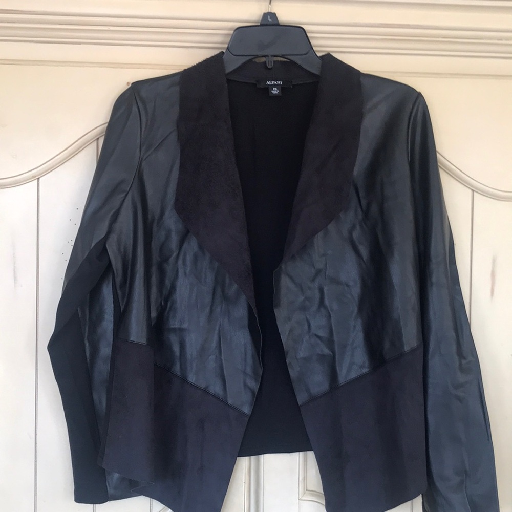 Alfani dark fig faux leather/suede light blazer